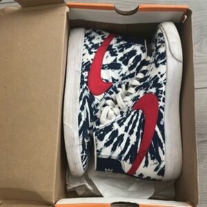 Nike Red and Blue Tie-Dye Sneakers
